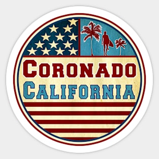 Surfing Coronado California Ocean Surf Palms Surfer Sticker